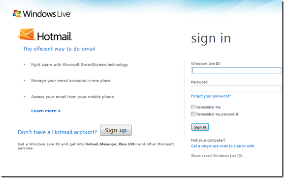 hotmail sign up login email